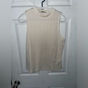 Beige Ribbed Tank Top